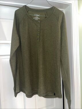 L.L. Bean Olive Thermal Henley Top